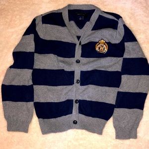 Tommy cardigan for toddlers, Sz 4T. EUC. Navy & Grey.